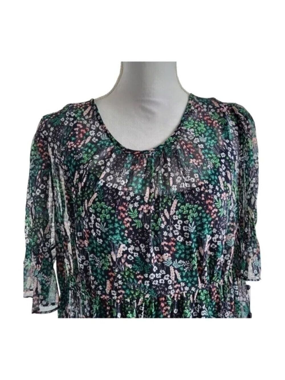 Tommy Hilfiger Floral Puff-Sleeve Midi Dress Size 14 - Picture 3 of 9